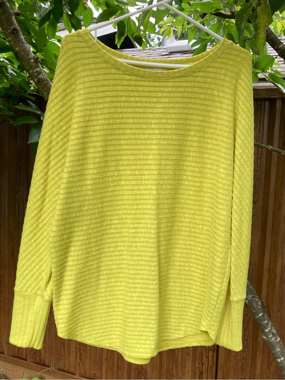 Reitmans Lime Yellow Ribbed Scoop Neck Sweater